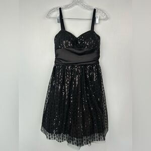 Jump Apparel Juniors Black Sequin Fabric Cumberbund Tulle Lined Padded Sz 7-8